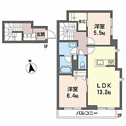 カイト 2LDKの間取図画像
