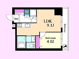 マンション五反田 1LDKの間取図画像