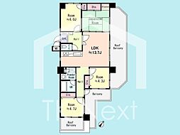 ライオンズマンション古波蔵第4 4LDKの間取図画像