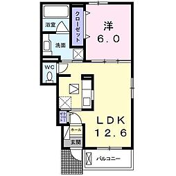 グレイス松富1 1LDKの間取図画像