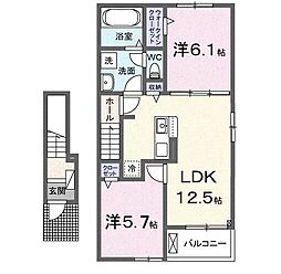 グランノーブル 2LDKの間取図画像