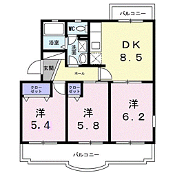 エスターブル 3DKの間取図画像