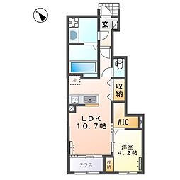 リシェル 1LDKの間取図画像