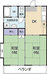 コーポ渡辺 2DKの間取図画像
