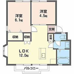 ビタビレッジ富士A 2LDKの間取図画像