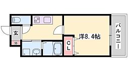 メルベージュ 2階1Kの間取り