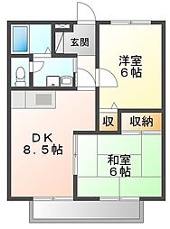 ハイツサンシティー保城 2DKの間取図画像