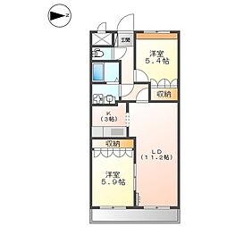 グランチェスタ・ノース 2LDKの間取図画像
