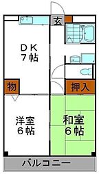 シャトレ手柄 2DKの間取図画像