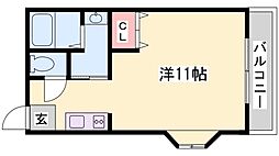 ハイネス花北 1Kの間取図画像