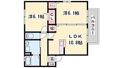 コンフォート上原田A棟 2LDKの間取図画像