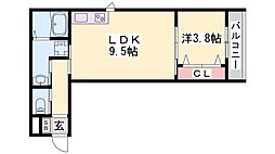 ジュネス寺家町 1LDKの間取図画像