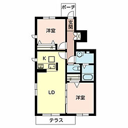 シャモニー 2LDKの間取図画像