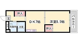 セルジュYS姫路 1DKの間取図画像