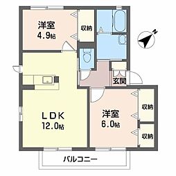 シャーメゾン大中 2LDKの間取図画像