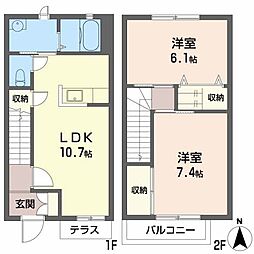 JAメゾンしばまち 2LDKの間取図画像