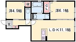 プリムール天満 2LDKの間取図画像