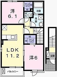グランデ光祥2 2LDKの間取図画像