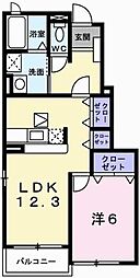 ベルアンジュ2 1LDKの間取図画像