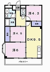 ヴィラ・デルソーレ 3DKの間取図画像