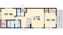カーサフェリーチェ 2LDKの間取図画像
