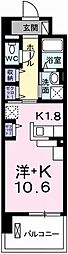 ポーシェガーデン5 1Kの間取図画像