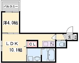 姫路市南条アパート 1LDKの間取図画像