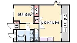ウエスト・ヒルズ 1LDKの間取図画像
