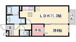 サンシャイン砥堀 1LDKの間取図画像