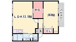 サングレース 1LDKの間取図画像