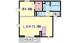 カザオリーブウエスト 1LDKの間取図画像