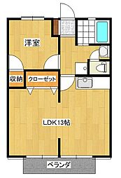サンシティ小林B棟 1LDKの間取図画像