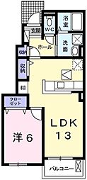 マリッチ赤穂A 1LDKの間取図画像