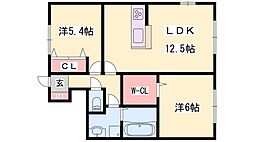 シャトレー2 2LDKの間取図画像