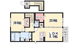 サンフルール 2LDKの間取図画像