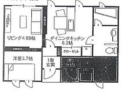 ブーロブラン 1LDKの間取図画像