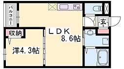 ALMO姫路駅前 1LDKの間取図画像