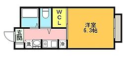 flat福井B 1Kの間取図画像