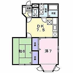 グレイスレジデンス曽根 2DKの間取図画像