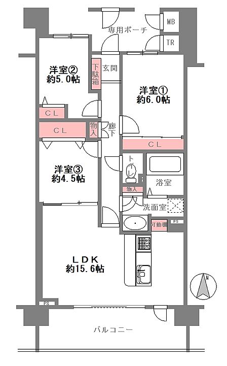 3LDK 間取り