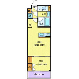 京王線 幡ヶ谷駅 徒歩11分の賃貸マンション 4階1LDKの間取り
