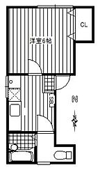 京王井の頭線 高井戸駅 徒歩13分の賃貸アパート 2階1Kの間取り