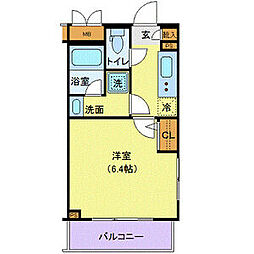 都営大江戸線 西新宿五丁目駅 徒歩7分の賃貸マンション 5階1Kの間取り