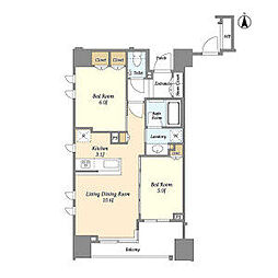 東京メトロ丸ノ内線 中野坂上駅 徒歩9分の賃貸マンション 6階2LDKの間取り