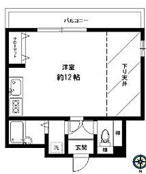 東京メトロ丸ノ内線 新高円寺駅 徒歩3分の賃貸マンション 3階ワンルームの間取り
