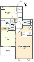 東京メトロ丸ノ内線 荻窪駅 徒歩11分の賃貸マンション 2階2LDKの間取り