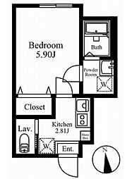 都営大江戸線 中野坂上駅 徒歩9分の賃貸アパート 1階1Kの間取り