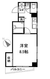 東京メトロ丸ノ内線 中野新橋駅 徒歩5分の賃貸マンション 2階1Kの間取り