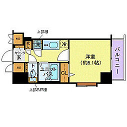京王線 初台駅 徒歩6分の賃貸マンション 7階1Kの間取り