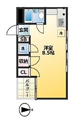 JR中央線 中野駅 徒歩7分の賃貸マンション 3階ワンルームの間取り